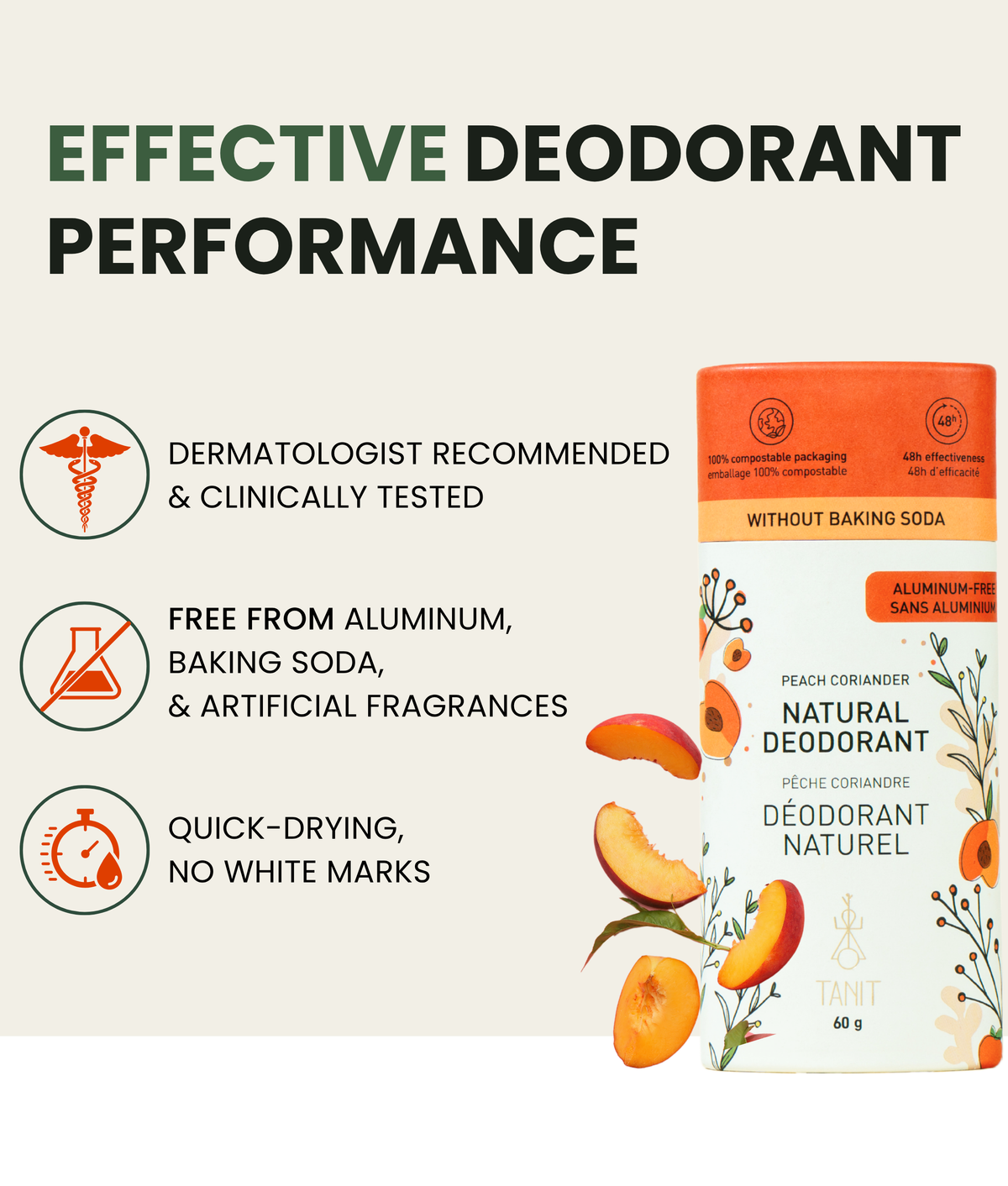 Natural Solid Deodorant Peach Coriander