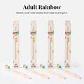 Adult Rainbow: four bamboo toothbrushes with multi-colour rainbow bristles