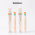 Rainbow kids bamboo toothbrushes with packaging