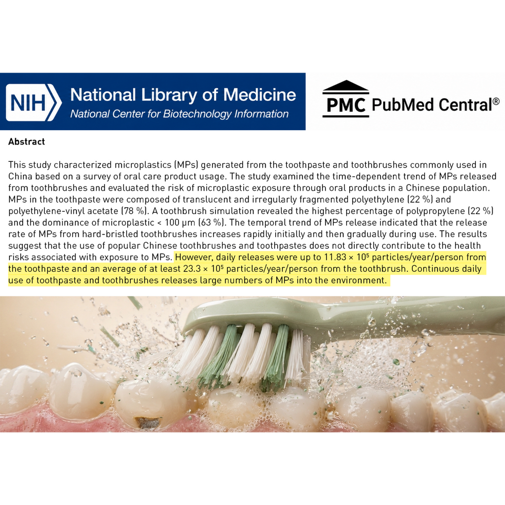 PubMed Central abstract on microplastics released by toothbrushes and toothpaste